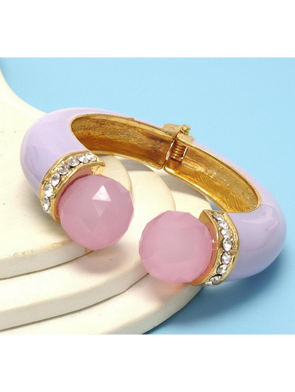 Purple and Pink Crystal Accent Bangle Bracelet